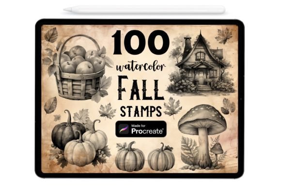 100 Fall Procreate Stamp Brushes: Creative Inspiration at Your Fingertips