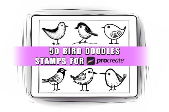 50 Bird Doodle Procreate Stamps Brushes: Creative Tools for Digital Artists