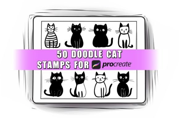 50 Cat Doodle Procreate Stamps Brushes: A Practical Creative Tool for Digital Artists and Designers