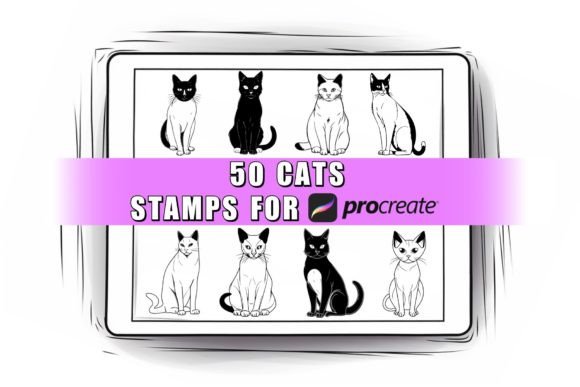 50 Cats Procreate Stamps Brushes