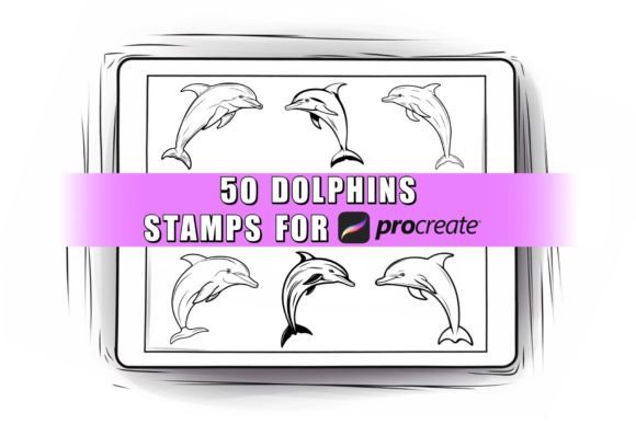 50 Dolphins Procreate Stamps Brushes: Creative Tools for Digital Designers