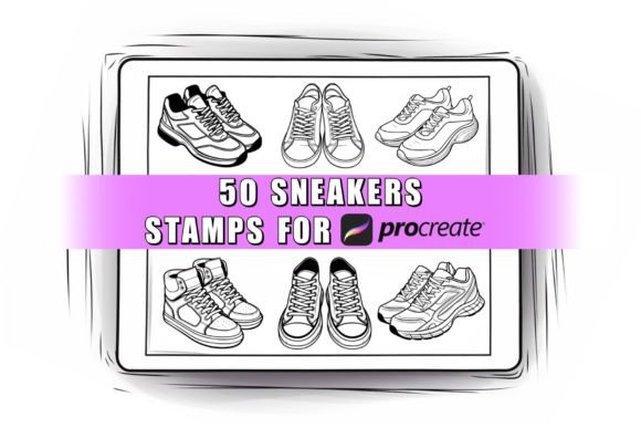 50 Sneakers Procreate Stamps Brushes: Enhancing Digital Art with Ready-Made Shoe Designs