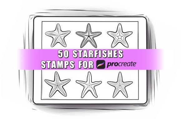 50 Starfishes Procreate Stamps Brushes
