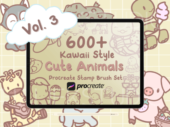 600 Kawaii Animals Stamp Brushes Vol 3
