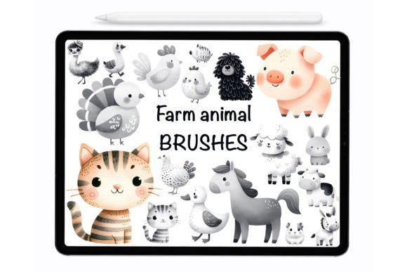 Farm Animals Procreate Stamp Brushes